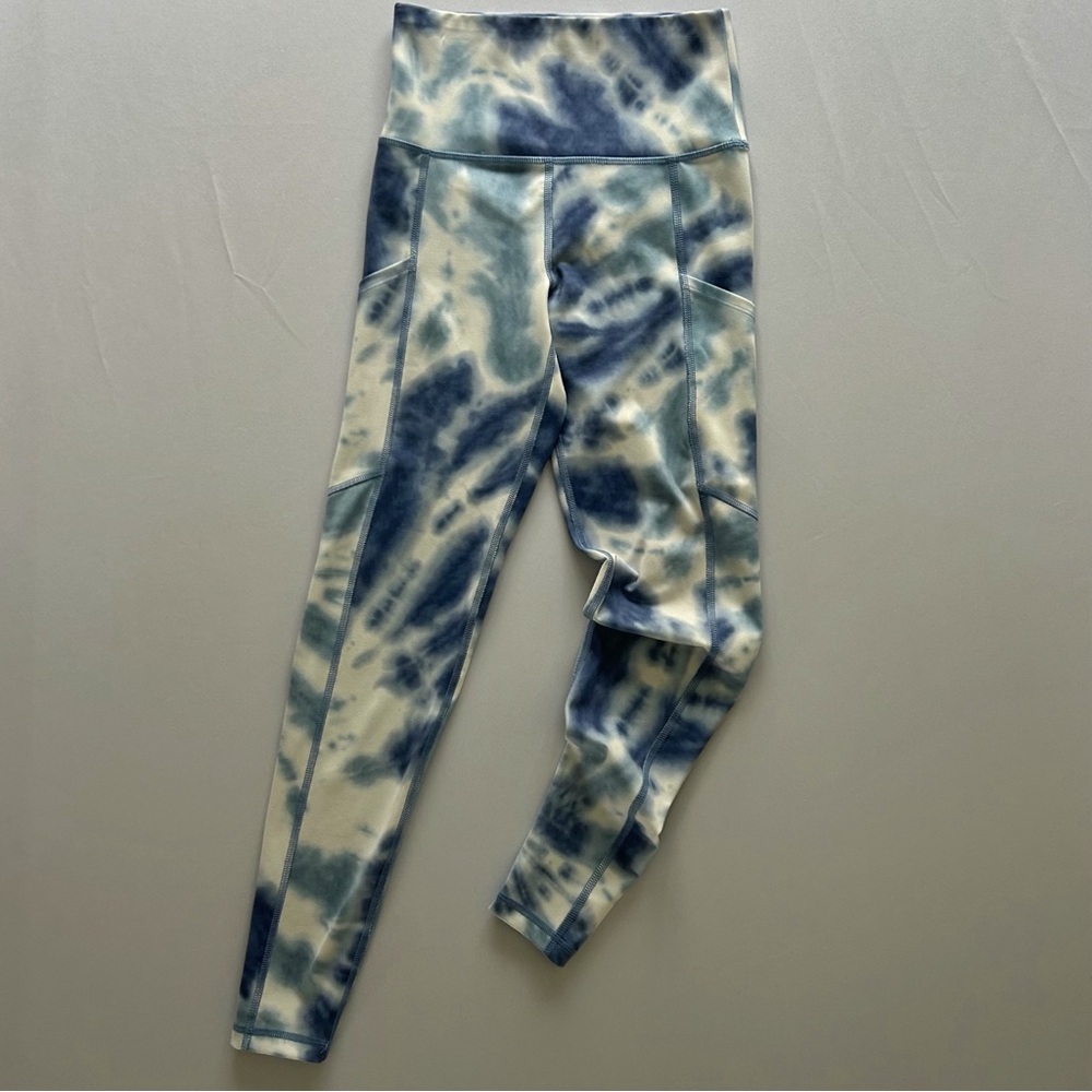 American Eagle Blue White Tie Dye Leggings Ankle Length Pockets Size XS
